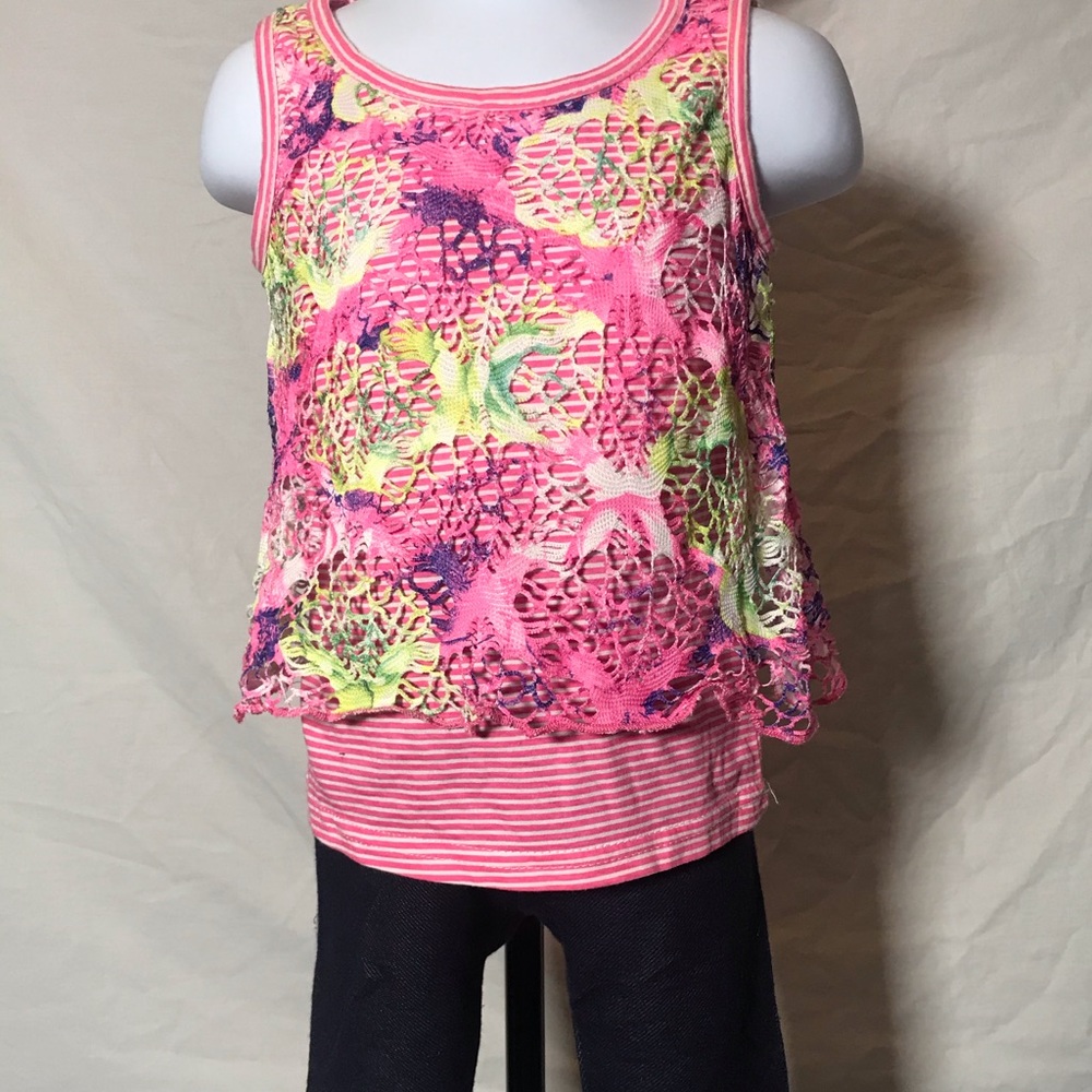 girls pink mesh tank and leggings